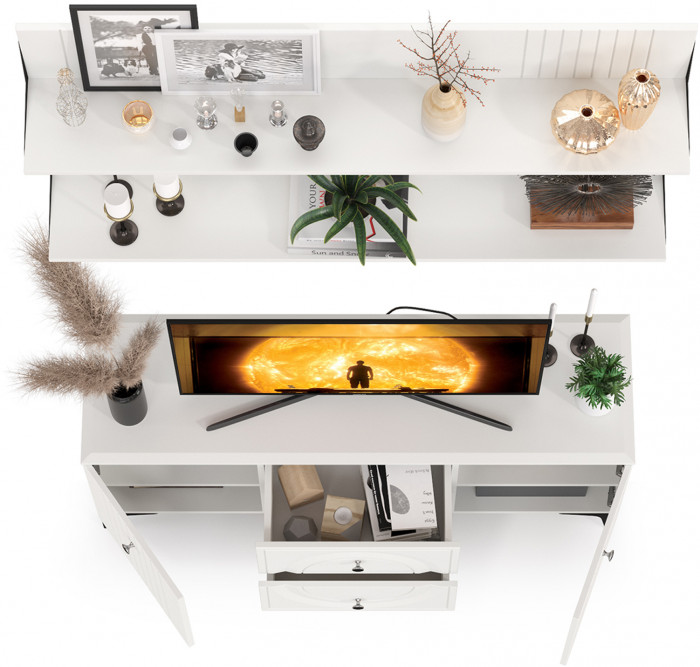 Валенсия Гостиная № 051, ЛДСП белый шагрень/МДФ белый шагрень