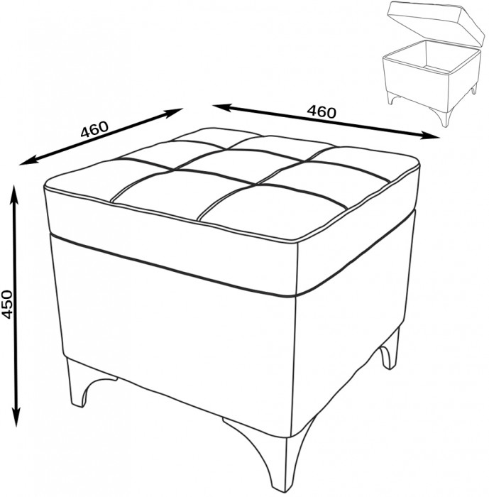 Банкетка 6-5113ТКбеж Жозефина-2, ткань бежевая, ШхГхВ 46х46х45 см., под сиденьем есть ниша