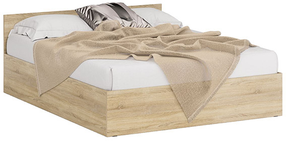 Стандарт Кровать 1600, цвет дуб сонома, ШхГхВ 163,5х203,5х70 см., сп.м. 1600х2000 мм., без матраса, основание есть