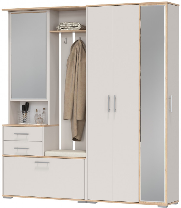 Прихожая Домино 5, дуб крафт золотой/кашемир серый