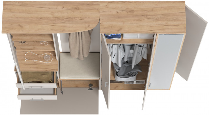 Прихожая Домино 5, дуб крафт золотой/кашемир серый