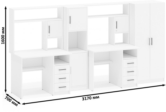 С-МД-СК9 Компоновка № 07, белый шагрень