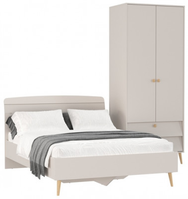 Афина Спальня Кровать 1400 + Шкаф 2-х дверный, кашемир серый