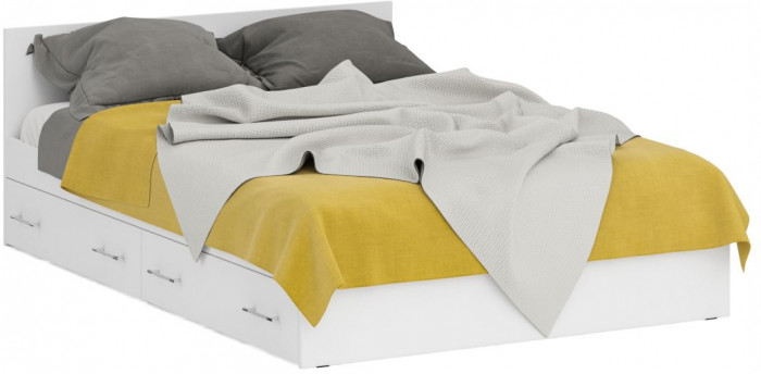 Кровать с ящиками 1400 + Пенал Стандарт, белый