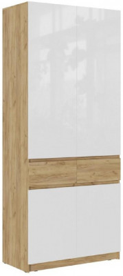 Шкаф Бостон МДФ ШК-001 (Белый глянец, Дуб Крафт Золотой)