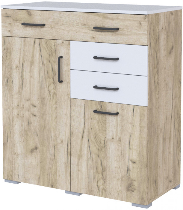 Комод "Теана" -  Крафт серый/МДФ светло-серый