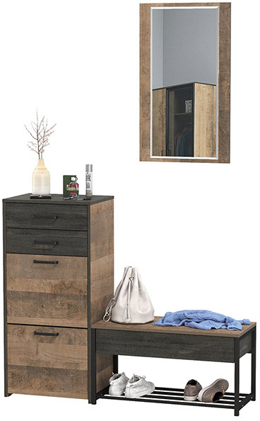 Трувор Прихожая 194, цвет дуб гранж песочный/интра, ШхГхВ 130х37х195 см., универсальная сборка