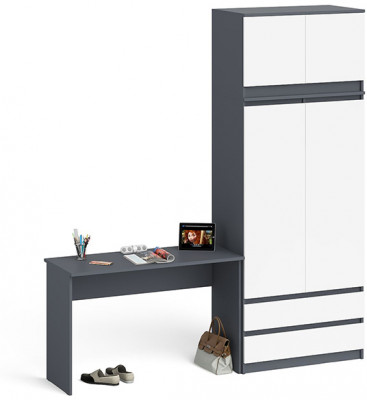 Мори письменный стол МСП1200.1 + Шкаф МШ900.1 + Антресоль МА900.1, графит/белый