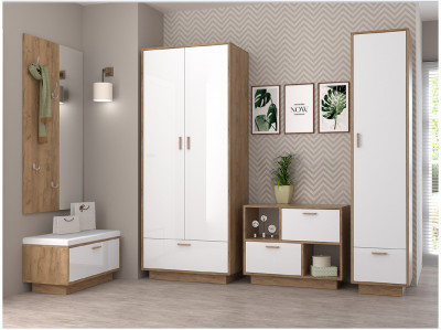 Модульная прихожая ЭГО 1 (Белый глянец/Бетон Светлый)