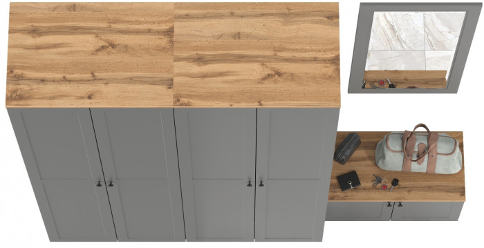 Остин Прихожая 30, серый графит/дуб крафт золотой