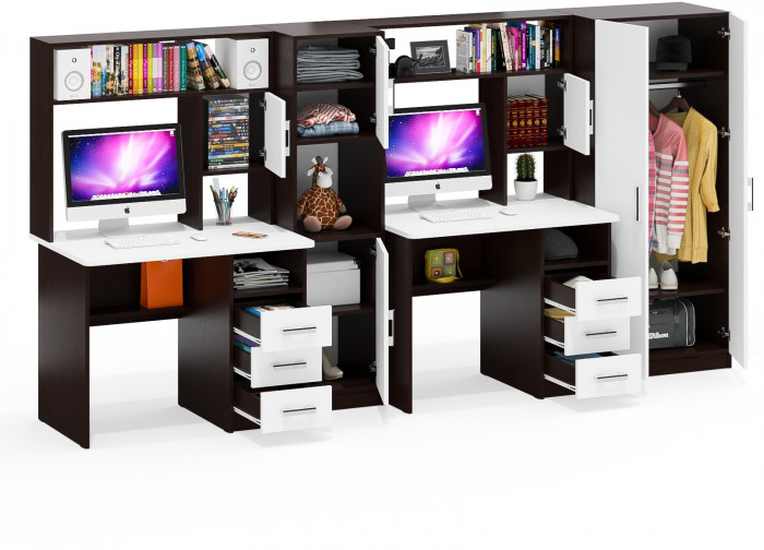 С-МД-СК9 Компоновка № 07, венге/белый шагрень