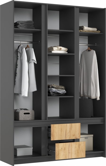 Остин Шкаф 3-х ств (1500) Дуб крафт, Графит