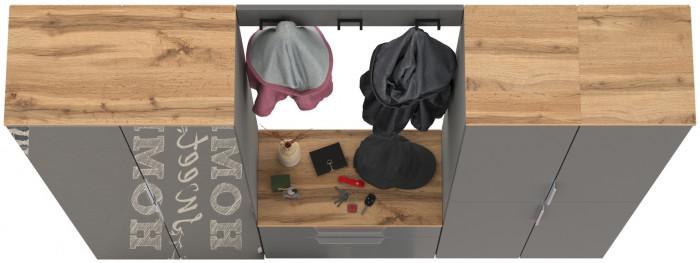 Октава Прихожая 30, серый графит/дуб крафт золотой/фасады МДФ серый графит