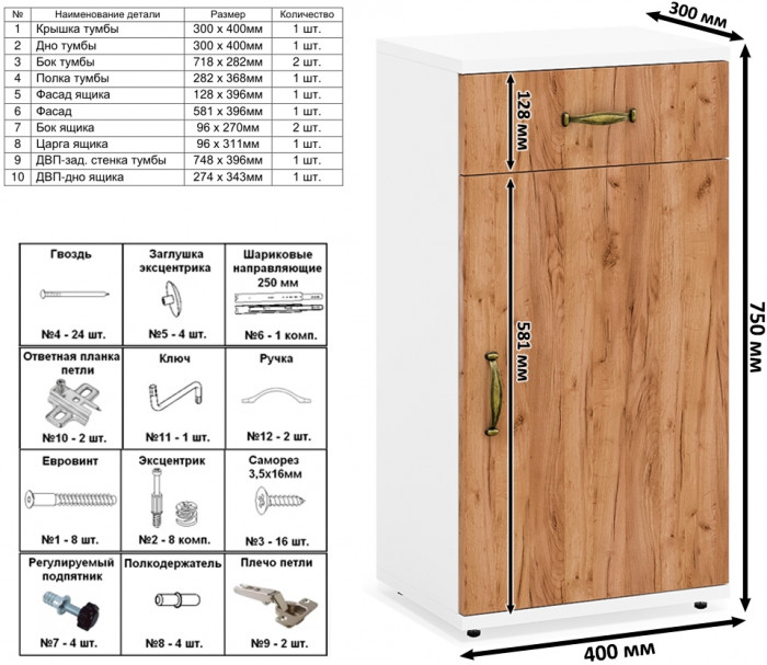 Лидер-8 Шкаф МД 20Б + Тумба МД 3.15, цвет белый шагрень/крафт золото, ШхГхВ 120х37,5х190 см., НЕ универсальная сборка