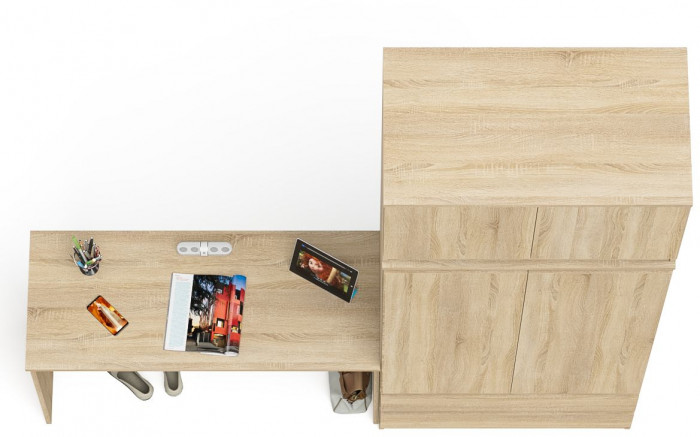 Мори письменный стол МСП1200.1 + Шкаф МШ900.1 + Антресоль МА900.1, дуб сонома