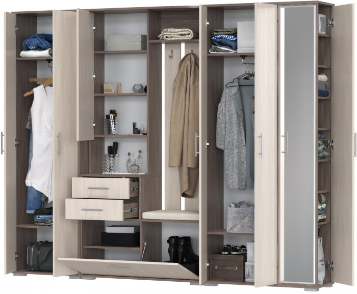 Прихожая Домино 6, бодега тёмный/бодега светлый