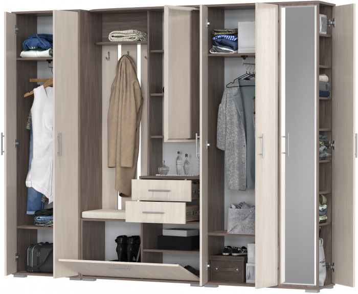 Прихожая Домино 6, бодега тёмный/бодега светлый