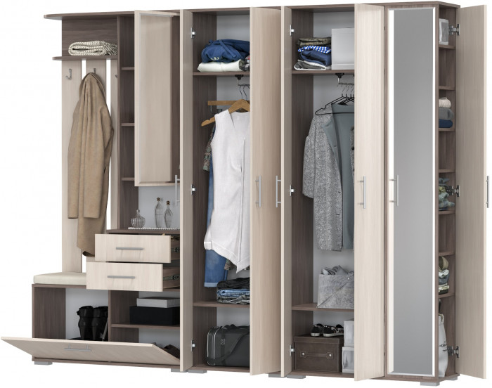 Прихожая Домино 6, бодега тёмный/бодега светлый