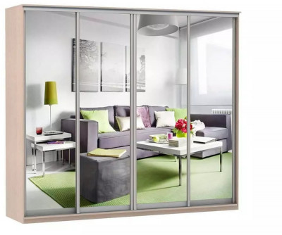 Шкаф купе Модерн 2362х600 4-х дверный 4-х секционный зеркальный ясень