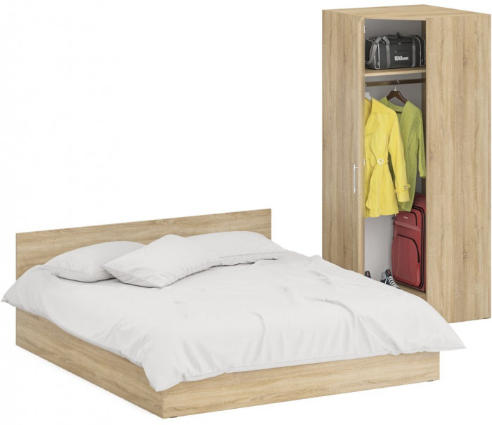 Кровать 1800 + угловой шкаф Стандарт, дуб сонома