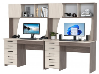 Два стола рабочих 6-0606бод.тем/св Сигма, цвет бодега тёмный/бодега светлый, ШхГхВ 241х60,5х166 см., НЕ универсальная сборка