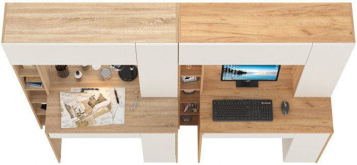 Два стола компьютерных Комфорт 12.71, дуб сонома/белый/дуб золотой/белый