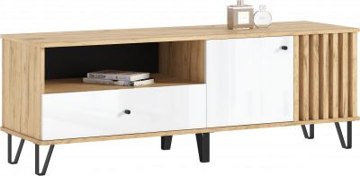 Роджинамиф Тумба ТВ 1500, Дуб крафт/Белый глянец