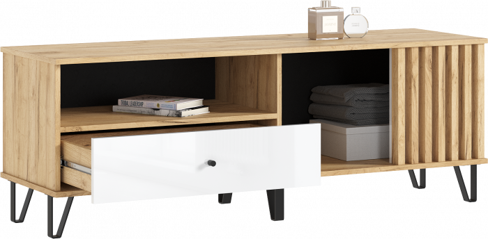 Роджинамиф Тумба ТВ 1500, Дуб крафт/Белый глянец