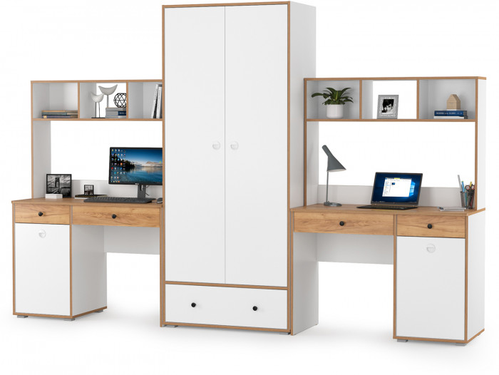 Вуди Компоновка № 28, белый премиум/дуб крафт золотой