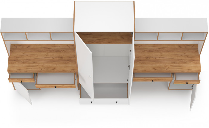 Вуди Компоновка № 28, белый премиум/дуб крафт золотой