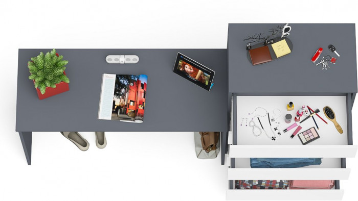 Мори письменный стол МСП1200.1 + Комод МК700.5, графит/белый