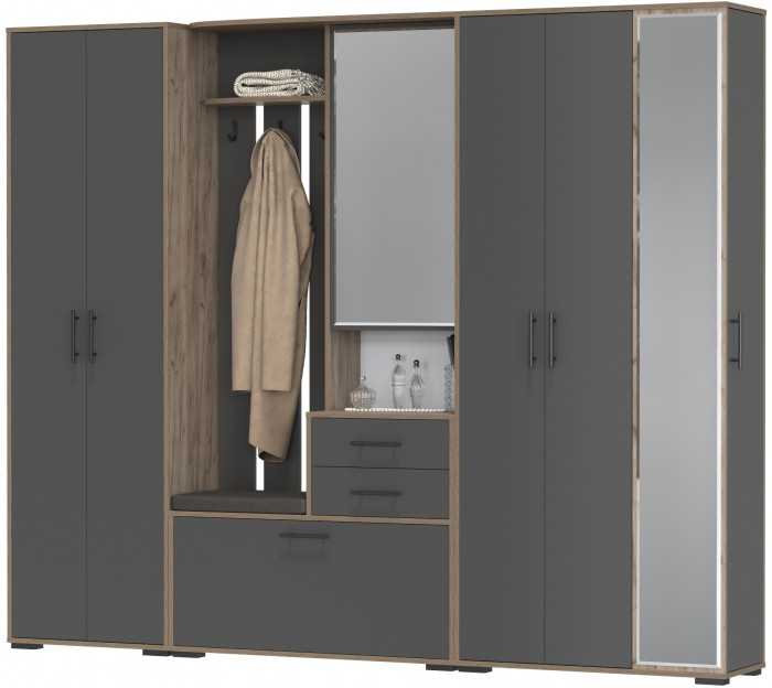 Прихожая Домино 6, дуб крафт табачный/графит