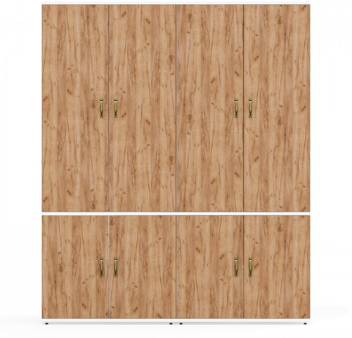 Лидер-8 Шкаф МД 19Б 2 шт., белый шагрень/крафт золото