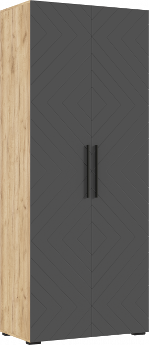 Флэш Шкаф 2-х ств. 900 браш графит/дуб крафт