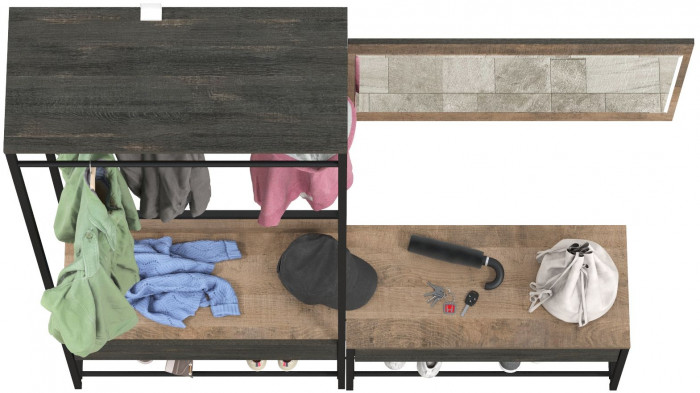 Трувор Прихожая 214, цвет дуб гранж песочный/интра, ШхГхВ 160х36,6х194,2 см., универсальная сборка