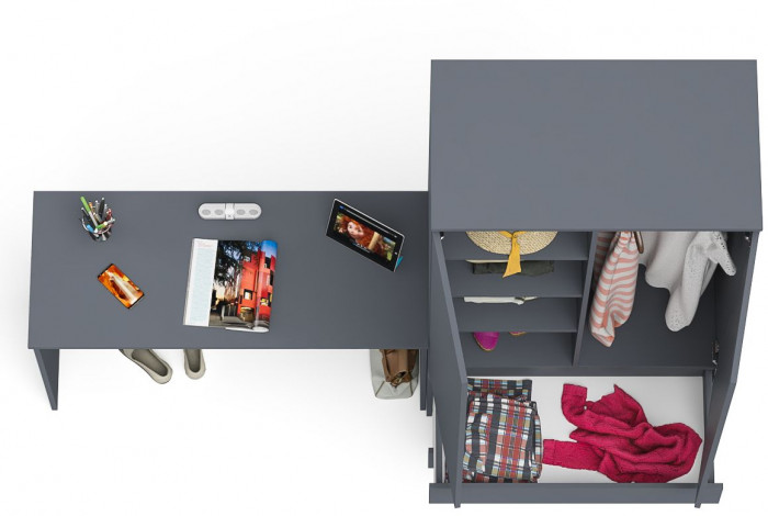 Мори письменный стол МСП1200.1 + Шкаф МШ900.1, графит