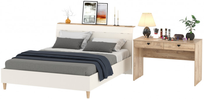 Муссон Кровать 11.41 + ортопед + Бостон 12.69, цвет дуб эндгрейн элегантный, сп. м. 1600х2000 мм., б/м