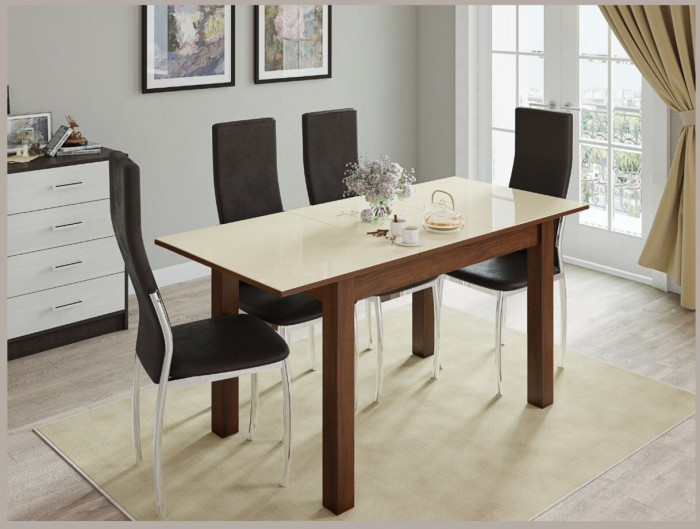 Стол обеденный Бруно 1000х600 орех шоколадный/лакобель ваниль