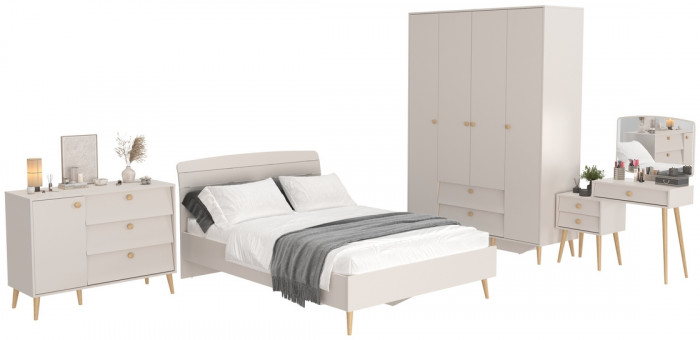 Афина Спальня 12-1400, цвет кашемир серый, сп.м. 1400х2000 мм., б/м, основание есть - фанера