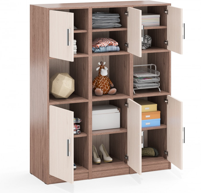 Три Пенала С-МД-СК9П к компьютерному столу С-МД-СК9, цвет ясень шимо светлый/ясень шимо тёмный, ШхГхВ 129х45х160 см., универсальная сборка