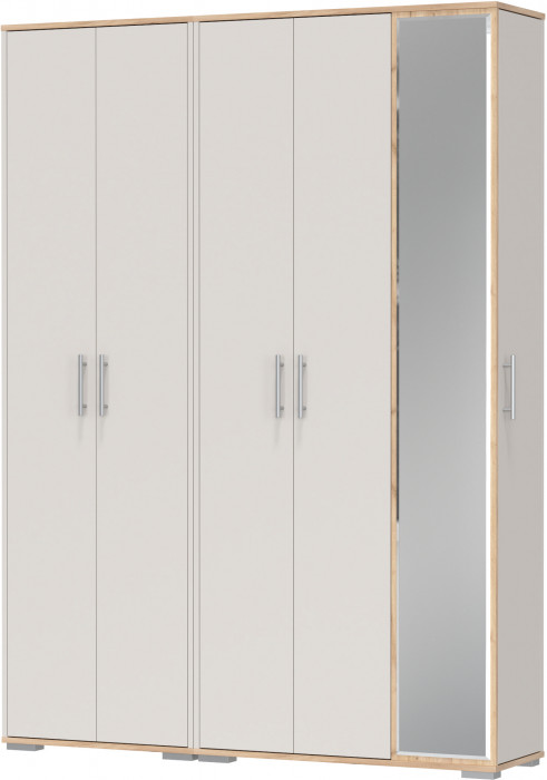 Прихожая Домино-мини + Шкаф для одежды Домино, дуб крафт золотой/кашемир серый