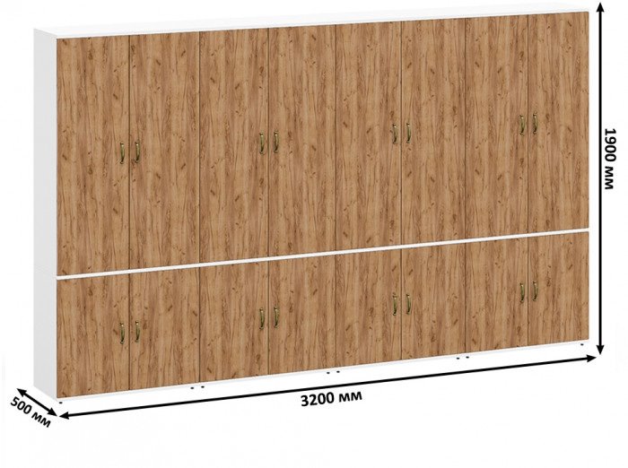 Лидер-8 Шкаф МД 19Б 4 шт., белый шагрень/крафт золото