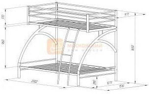 Двухъярусная кровать Виньола-2, черный
