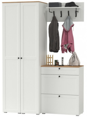 Остин Прихожая 35, белый шагрень/дуб крафт золотой