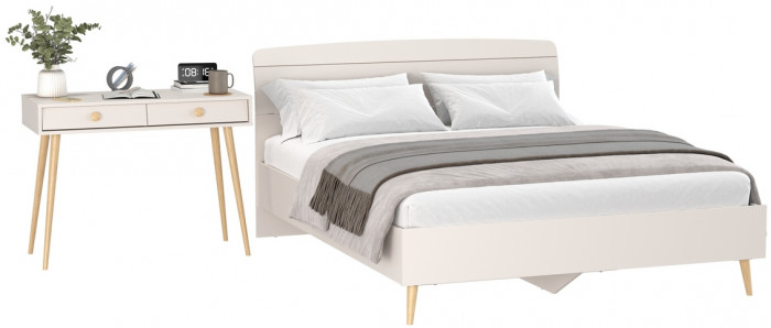 Афина Спальня Кровать 1600 + Стол, кашемир серый