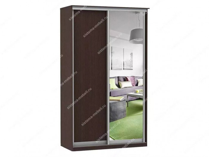 Шкаф купе Модерн 1190х450 2-х дверный 2-х секционный зеркало венге