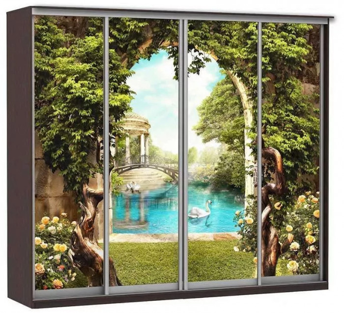 Шкаф купе Модерн 2362х600 4-х дверный 4-х секционный фотопечать №3 венге