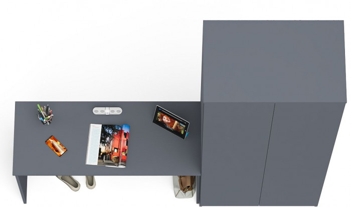 Мори Стол письменный МСП1200.1 + Шкаф МШ800.1, цвет графит, ШхГхВ 200,8х50,4х209,6 см., универсальная сборка