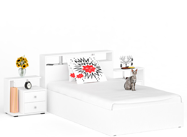 Камелия Кровать 1200 + две тумбы, белый