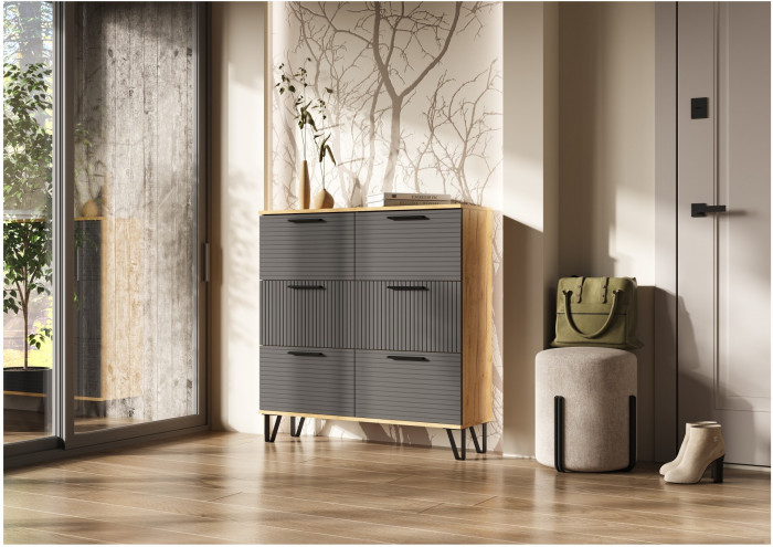 Обувница Флэш, Браш Графит/Крафт